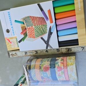 Craft Art Lot - Chalk Markers & Washi Tape 8 Rolls Print Shop Hand Made Modern